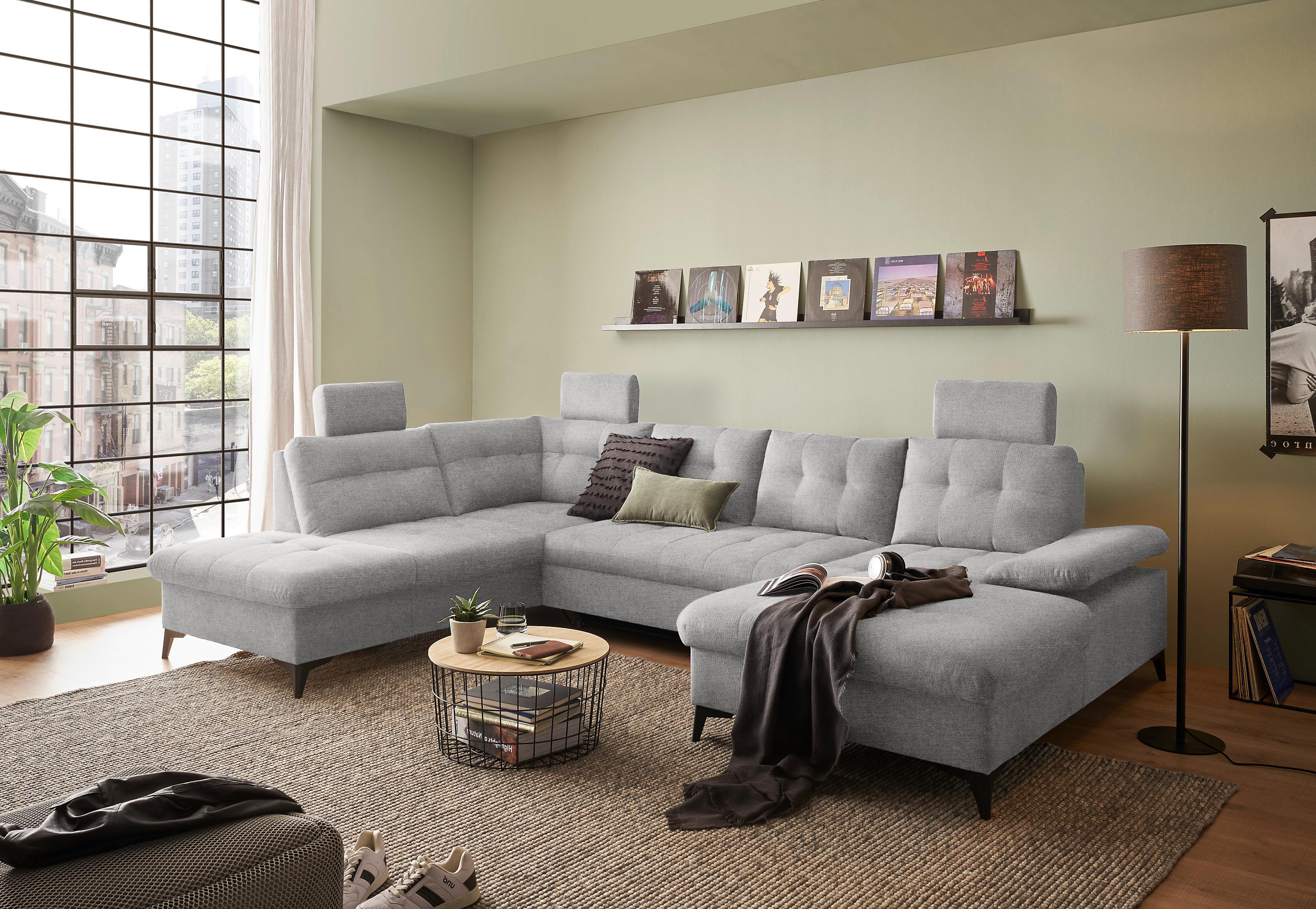 Wohnlandschaft Durban U Dunkelgrau U: 218/324/170 cm - Schwarz/Grau, KONVENTIONELL, Textil (218/324/170cm) - MID.YOU