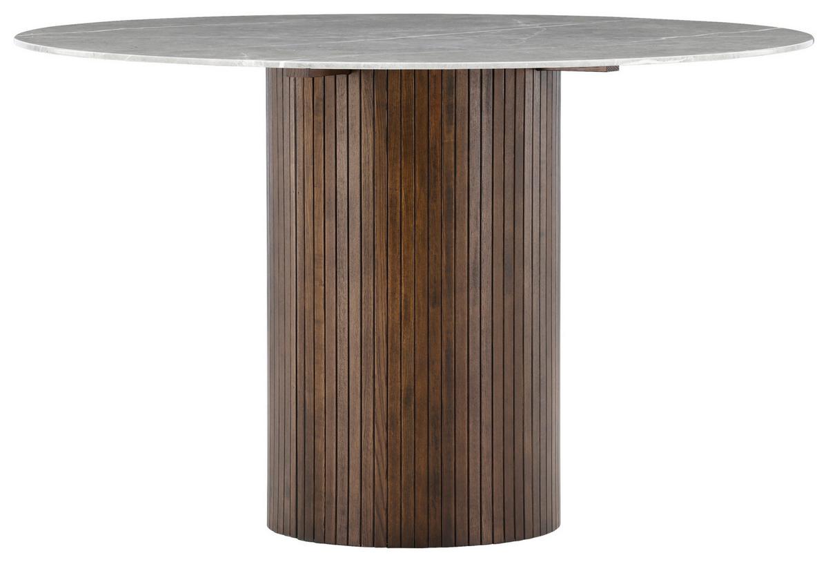 Esstisch Härön - Dunkelgrau/Braun, Design, Glas/Holz (120/120/74cm) - Livetastic