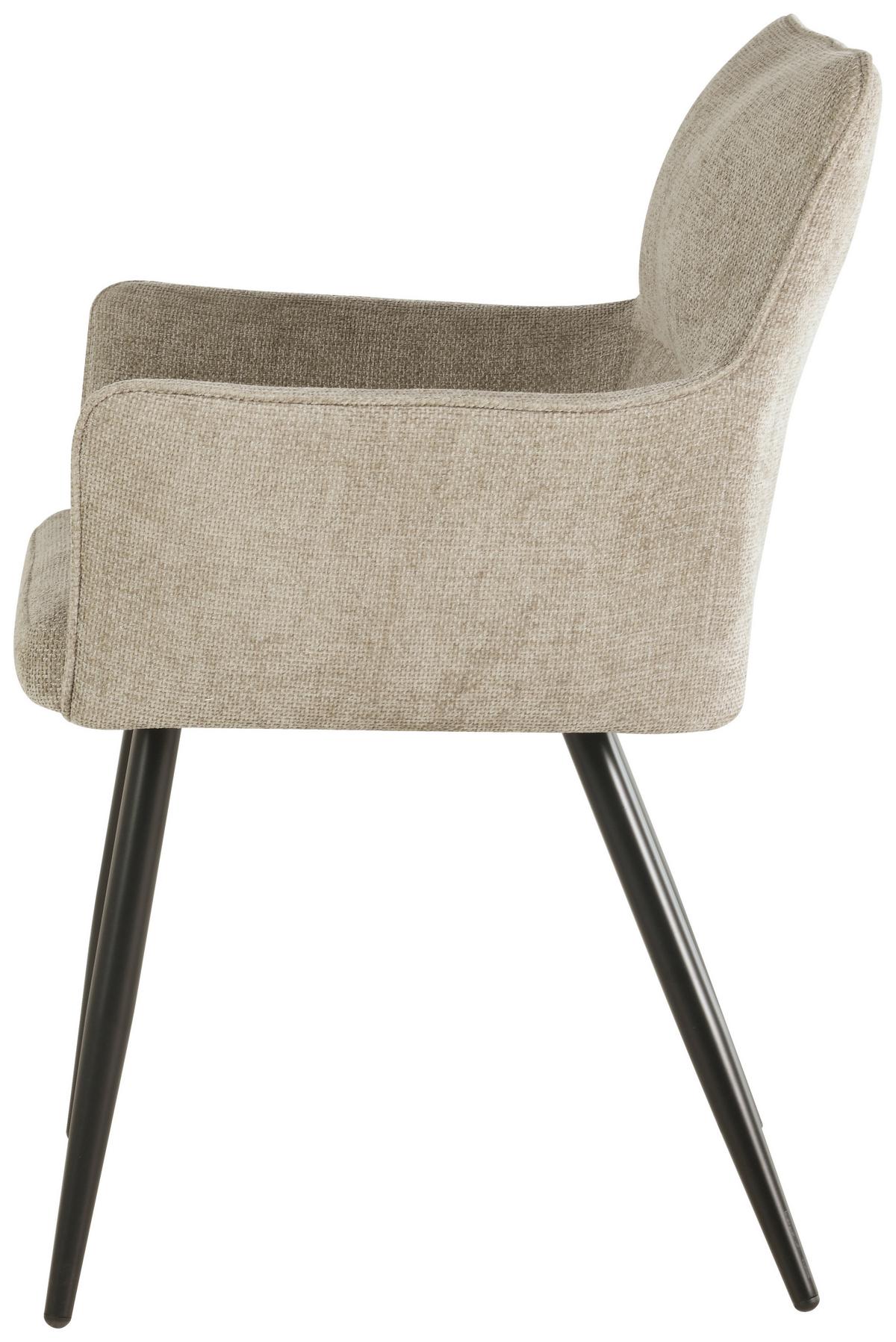 Armlehnstuhl Finn - Hellbraun/Schwarz, LIFESTYLE, Holz/Textil (54/82/60cm) - MID.YOU