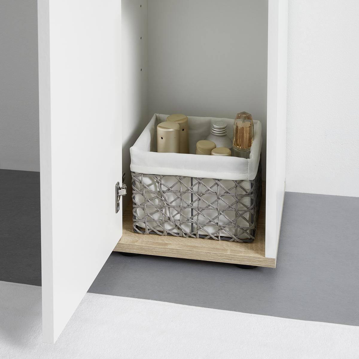 Hochschrank mit Offenem Fach Yasmin B:30cm Weiß/Eiche Dekor - Eichefarben/Schwarz, Basics, Holzwerkstoff (30/175/28,3cm) - MID.YOU
