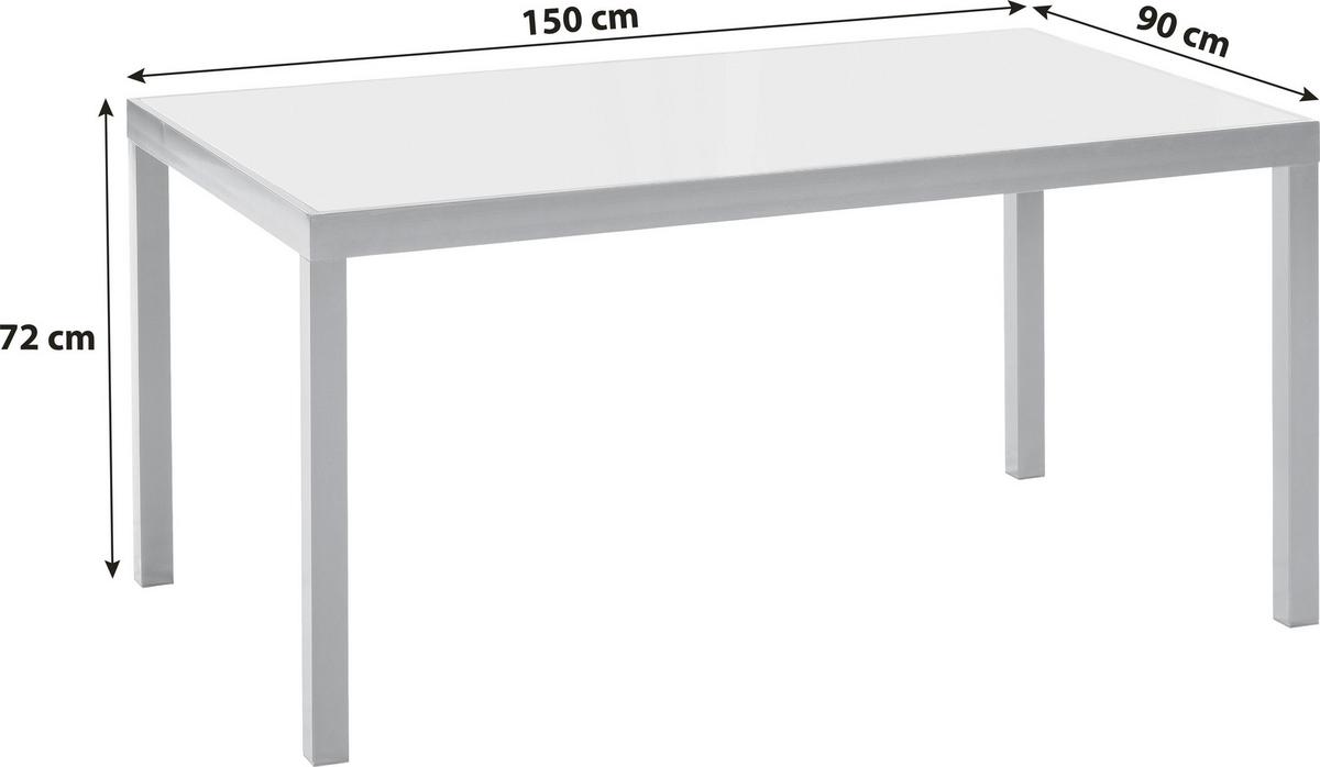 Gartentisch Aluminium/glas L: 150 Cm - Graphitfarben, KONVENTIONELL, Glas/Metall (150/90/72cm) - Gardenson