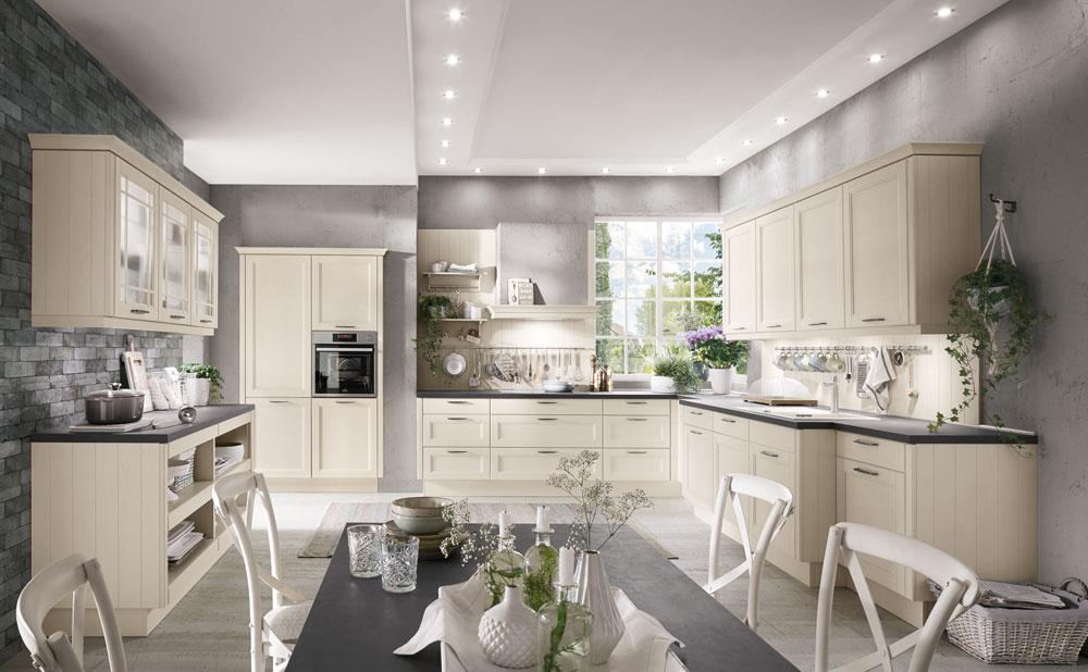 Einbauküche Yale Frei Planbar Landhausstil - Creme, MODERN, Holzwerkstoff - Vertico