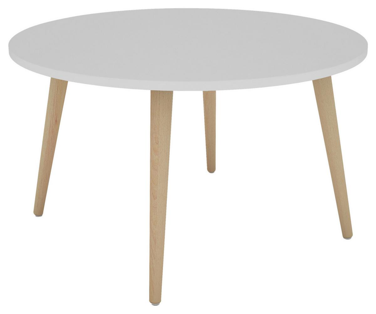 Couchtisch Rund Lasse Weiß/Eiche Artisan Dekor - Buchefarben/Weiß, KONVENTIONELL, Holz/Holzwerkstoff (80/80/46cm) - MID.YOU