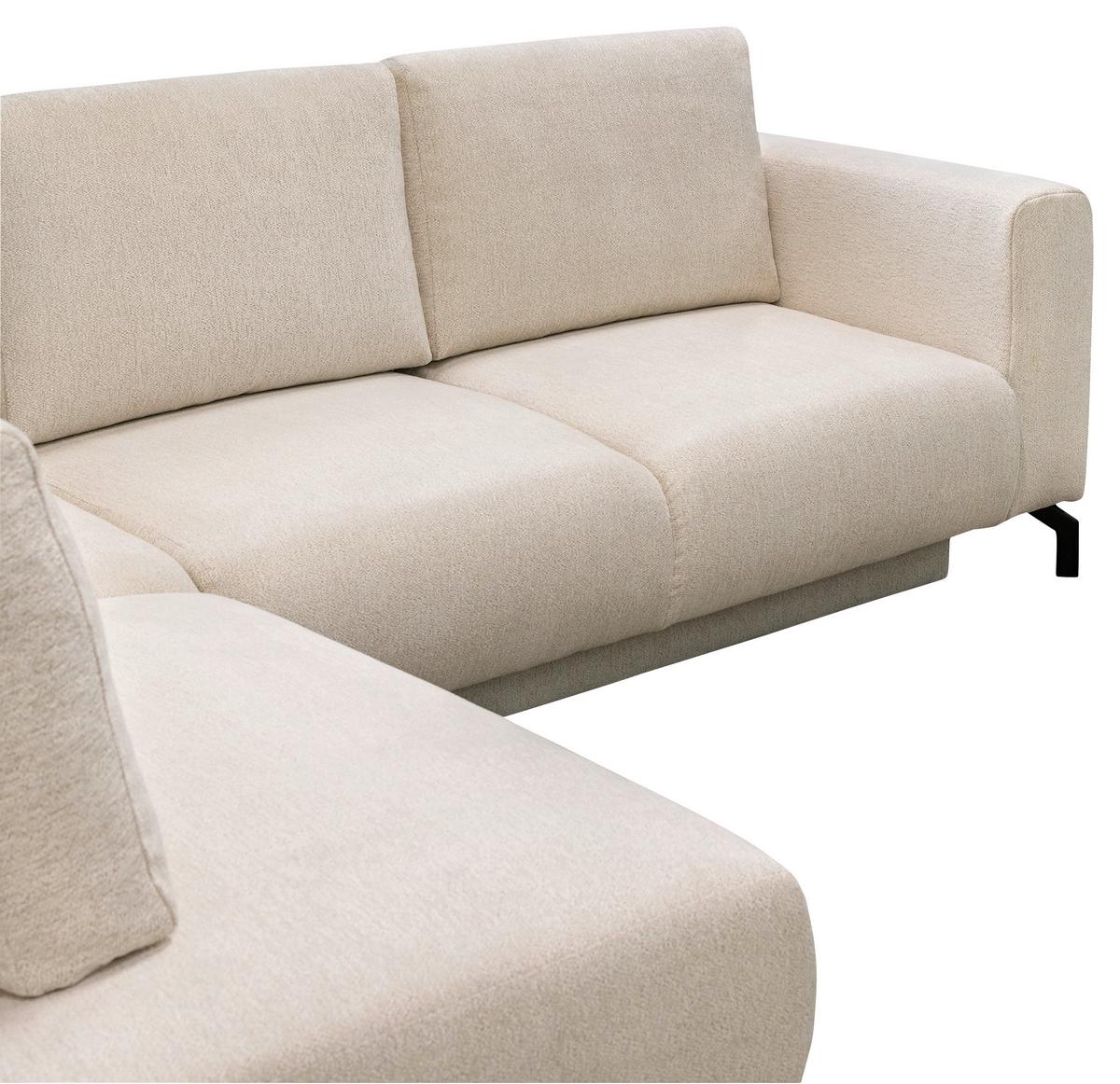 Rohová sedačka VENI, ľavá, béžová žinylka - černá/béžová, Moderní, kov/textil (210/272cm)