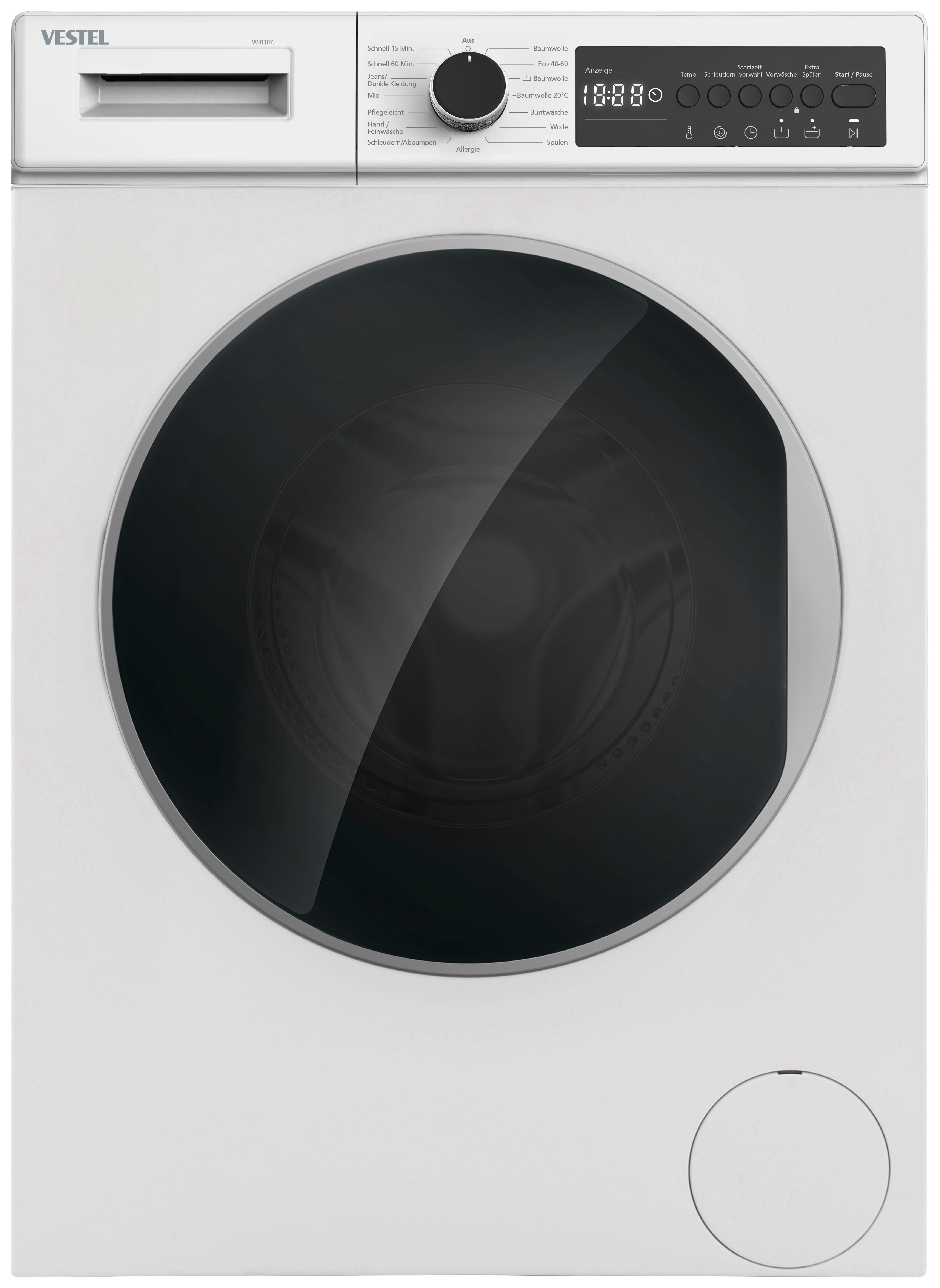 Waschmaschine W-B107u 7 Kg 1400 U/Min Aquastop - Weiß, Basics (60/85/53cm) - Vestel