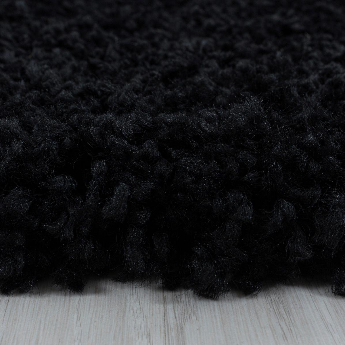 Hochflor Teppich Schwarz Naturfaser Sydney Rund Ø 80 Cm - Schwarz, Basics, Textil (80cm)