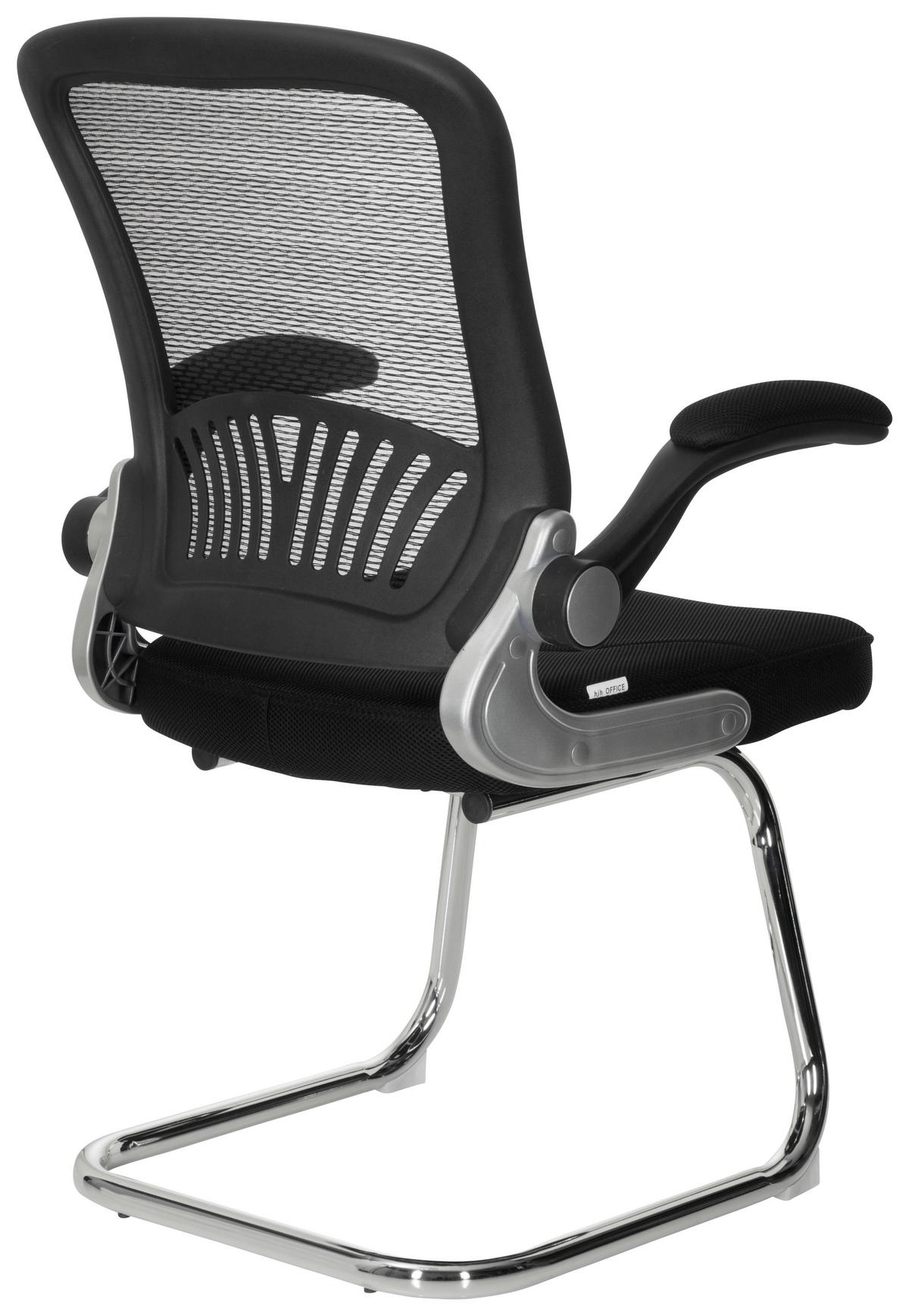 Besucherstuhl Flyer Pro V Schwarz - Chromfarben/Schwarz, MODERN, Textil/Metall (64/103/64cm) - MID.YOU