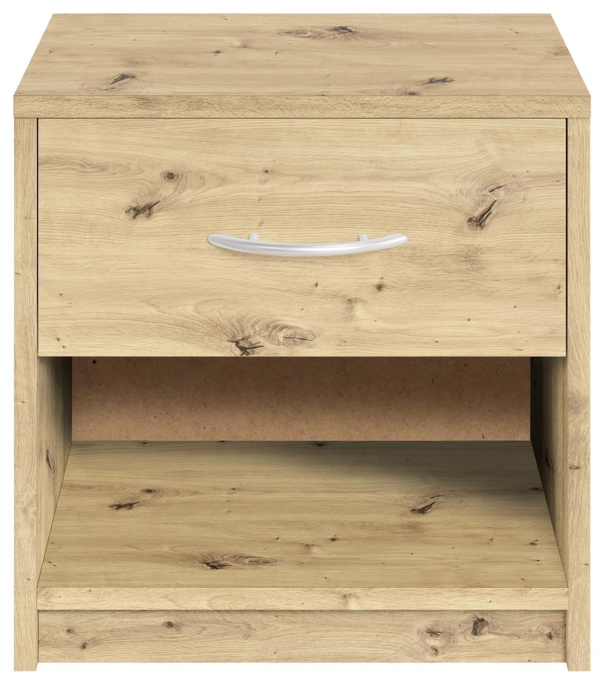 Nočný stolík FAIR dekor dub Artisan - čierna/strieborná, Konventionell, kompozitné drevo/plast (39/41/28cm) - Based