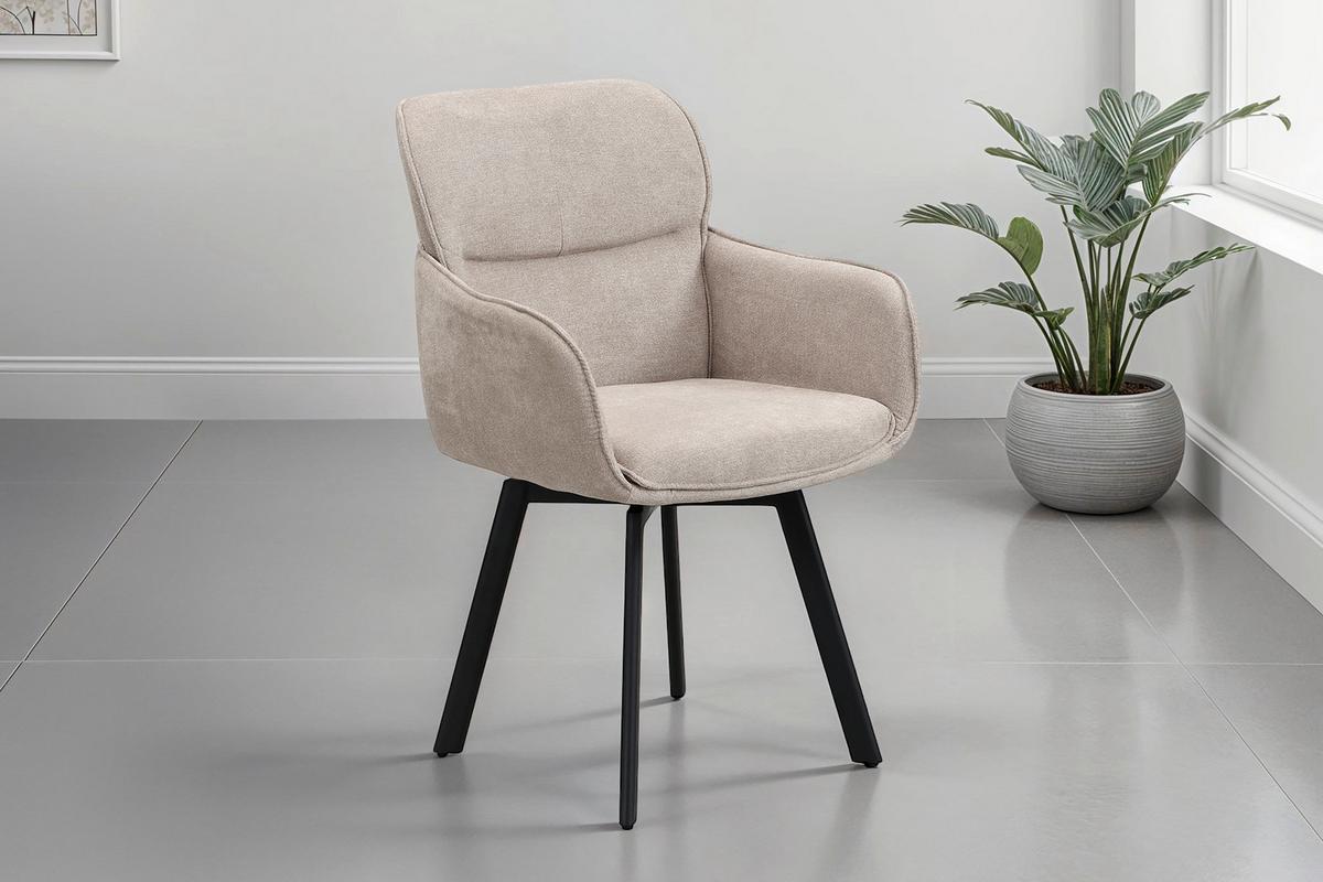 Stuhl-set Rico - Taupe/Schwarz, MODERN, Textil/Metall (61/90/63cm) - MID.YOU