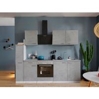 Küchenblock Malia B: 240 cm Grau, mit Geräte - Weiß/Grau, Basics, Holzwerkstoff (240cm) - Respekta