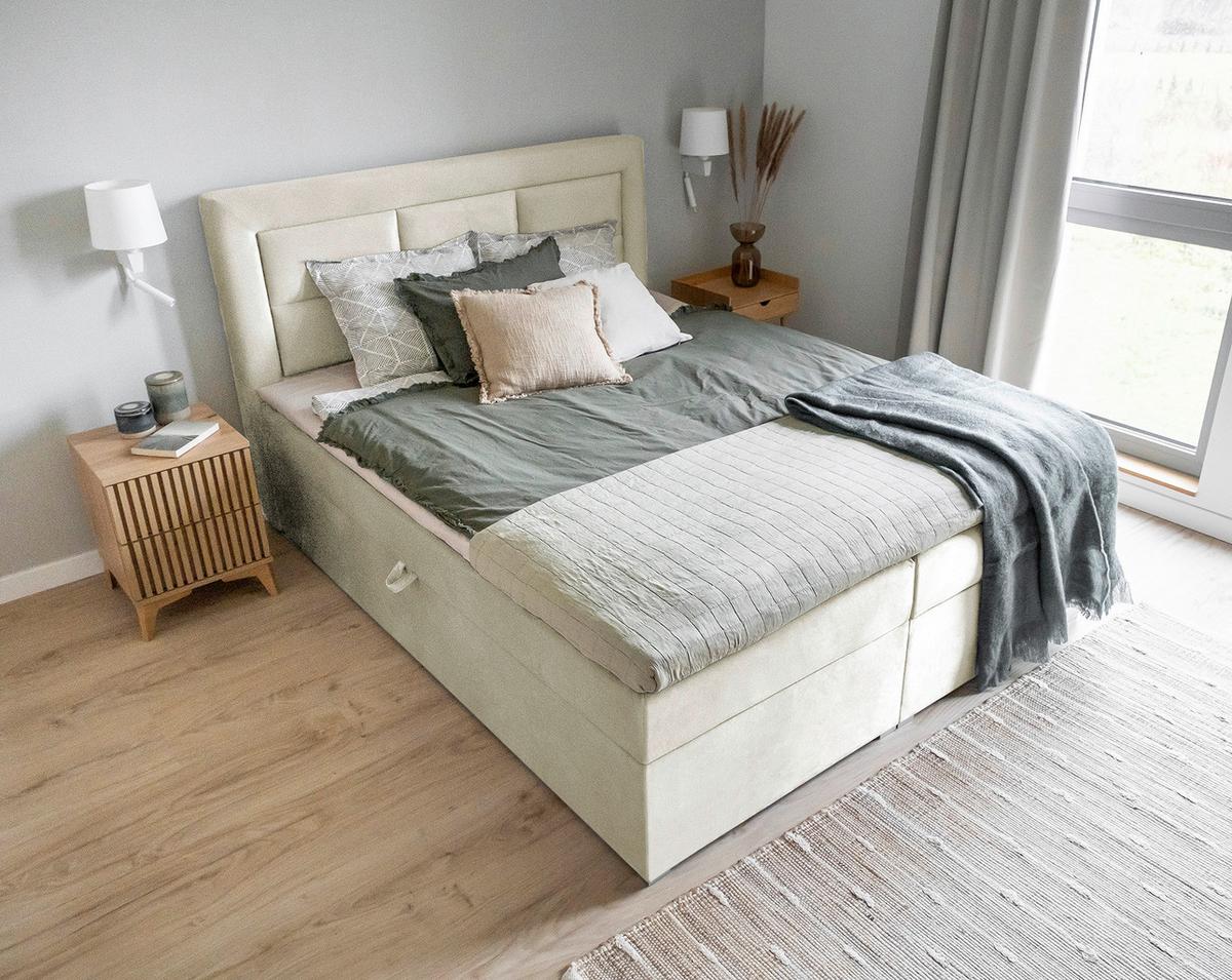 Boxbett Vivre Creme Lf: 180x200 cm - Silberfarben/Creme, MODERN, Holz/Textil (180/200cm) - MID.YOU