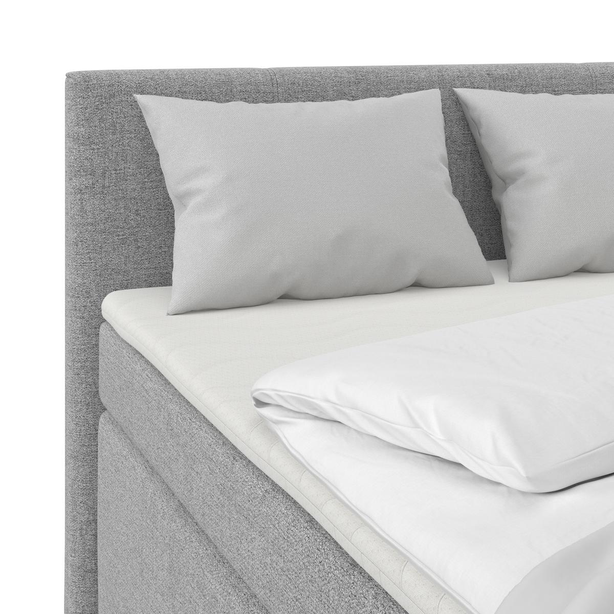 Boxspringbett Mira I Nordic, Lf: 120x200 cm - Alufarben/Grau, Basics, Textil (120/200cm)