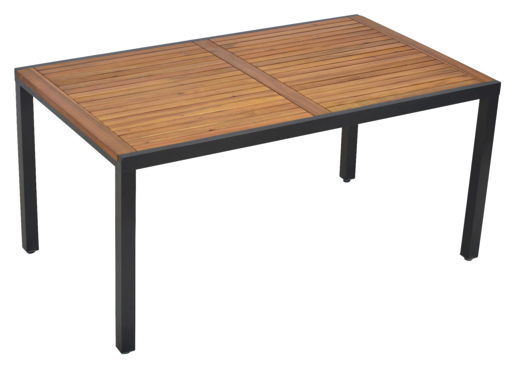 Gartentisch Metall L 150 Cm - Graphitfarben/Naturfarben, MODERN, Holz/Metall (150/90/74cm) - Gardenson