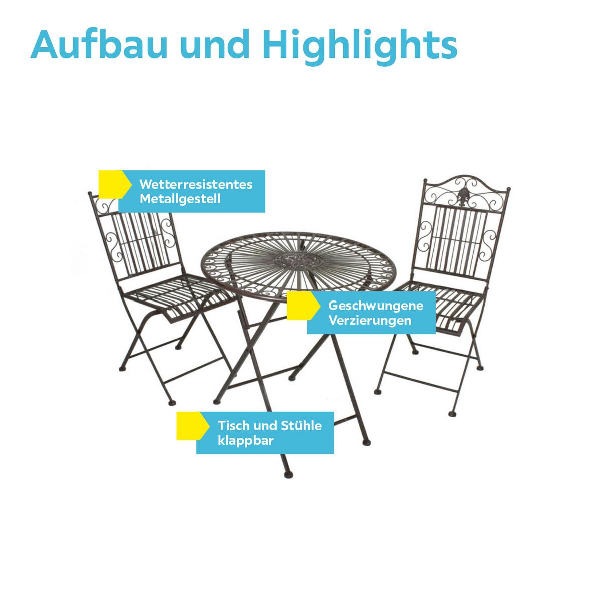 Balkonmöbel Set Mangan Metall - Rostfarben, Basics, Metall (40/92/39cm) - Gardenson