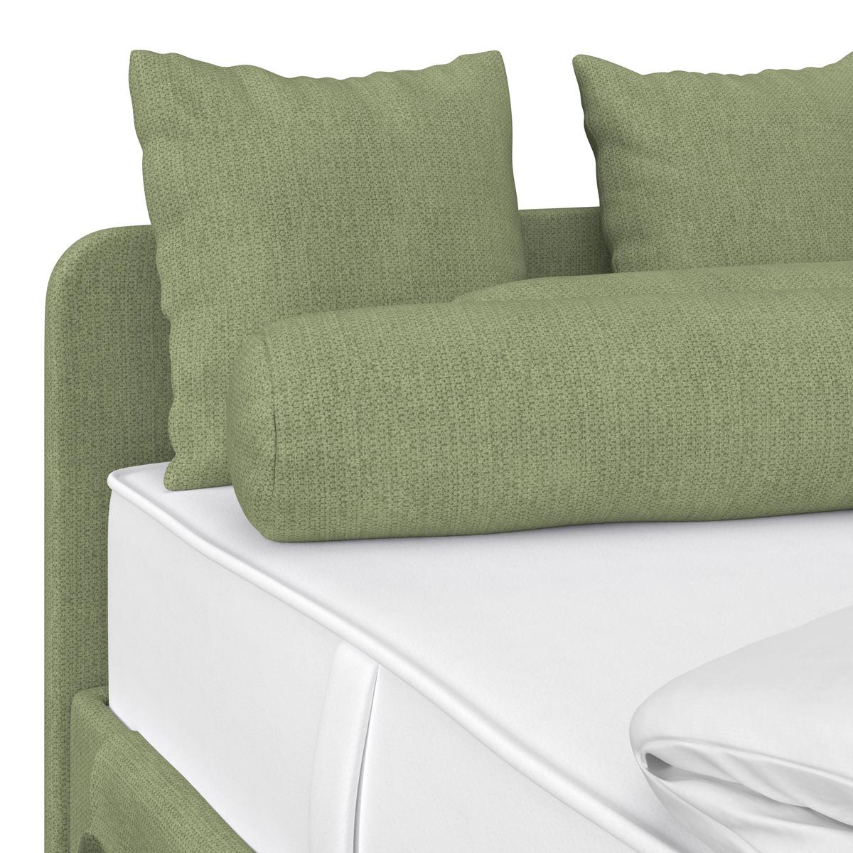 Kárpitozott Ágy Remi 90/200cm - ezüstszínű/zöld, Modern, textil/fa (90/200cm)