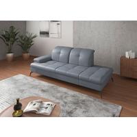 Récamiere Amica E, Graubrau B: 231 Cm - Graublau/Schwarz, KONVENTIONELL, Leder/Textil (231/90/122cm) - Sit & More