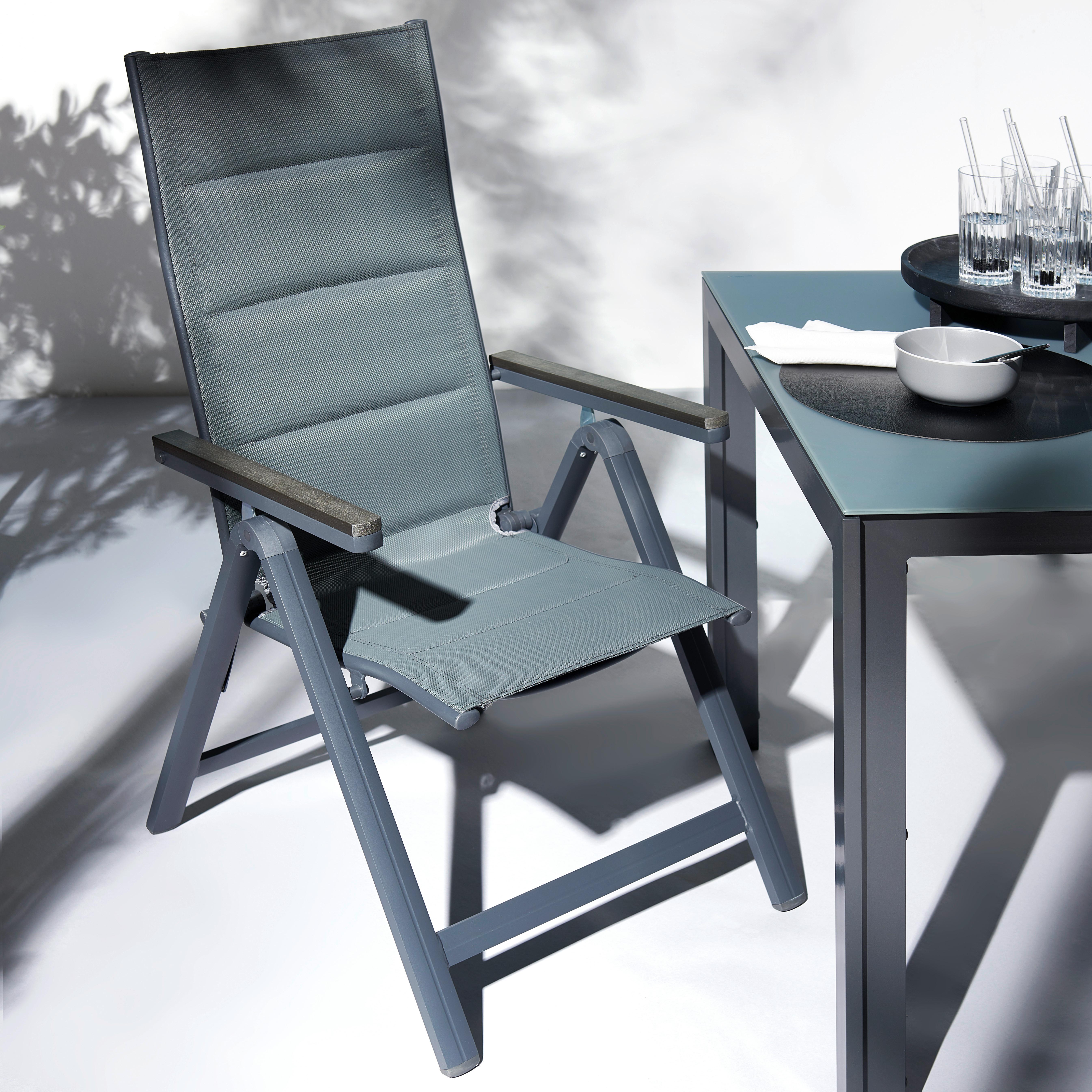 NABILA Polohovací zahradní židle - tmavě šedá, Moderní, kov/textil (58/112/68cm) - Mömax