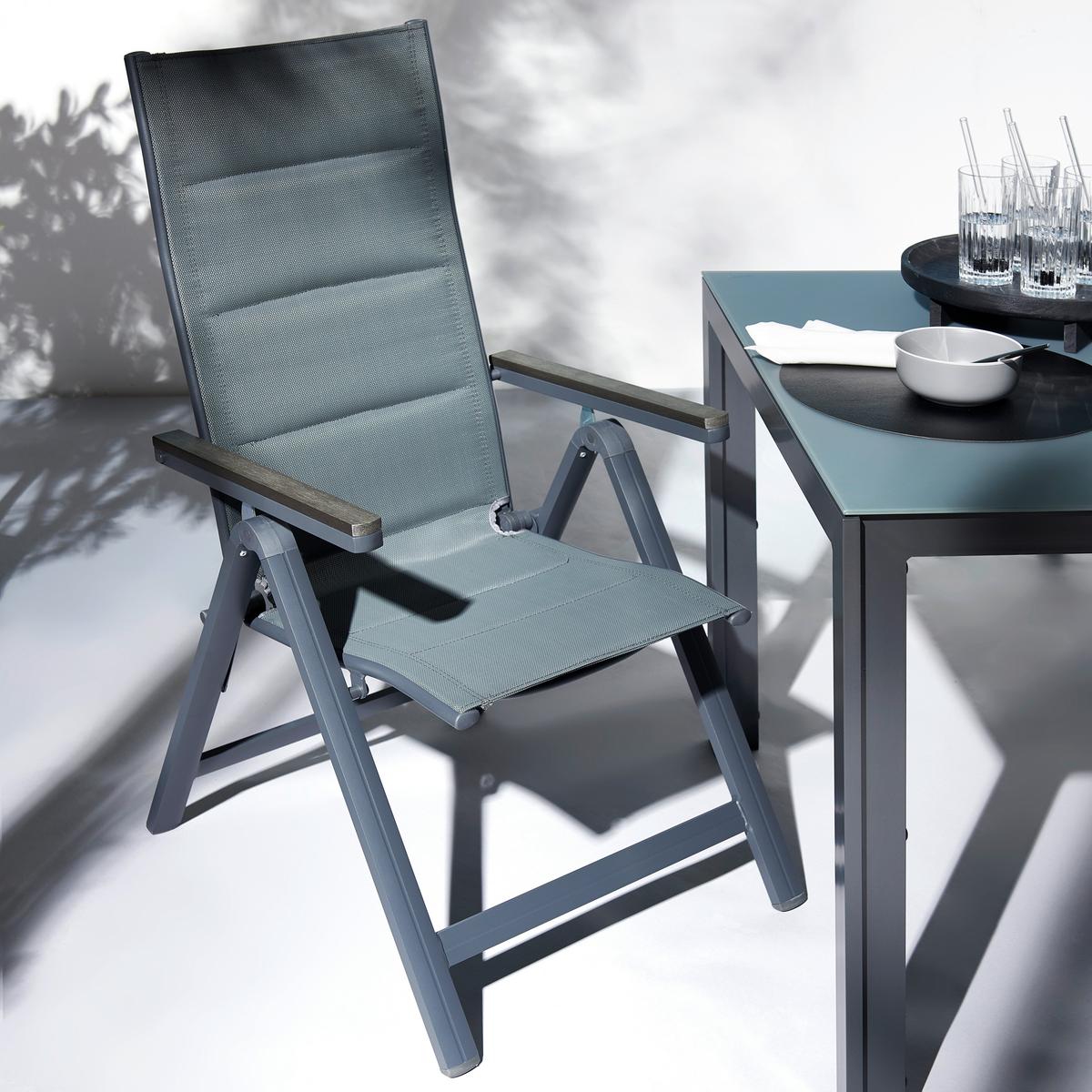 NABILA Polohovacia záhradná stolička - tmavosivá, Modern, kov/textil (58/112/68cm) - Mömax