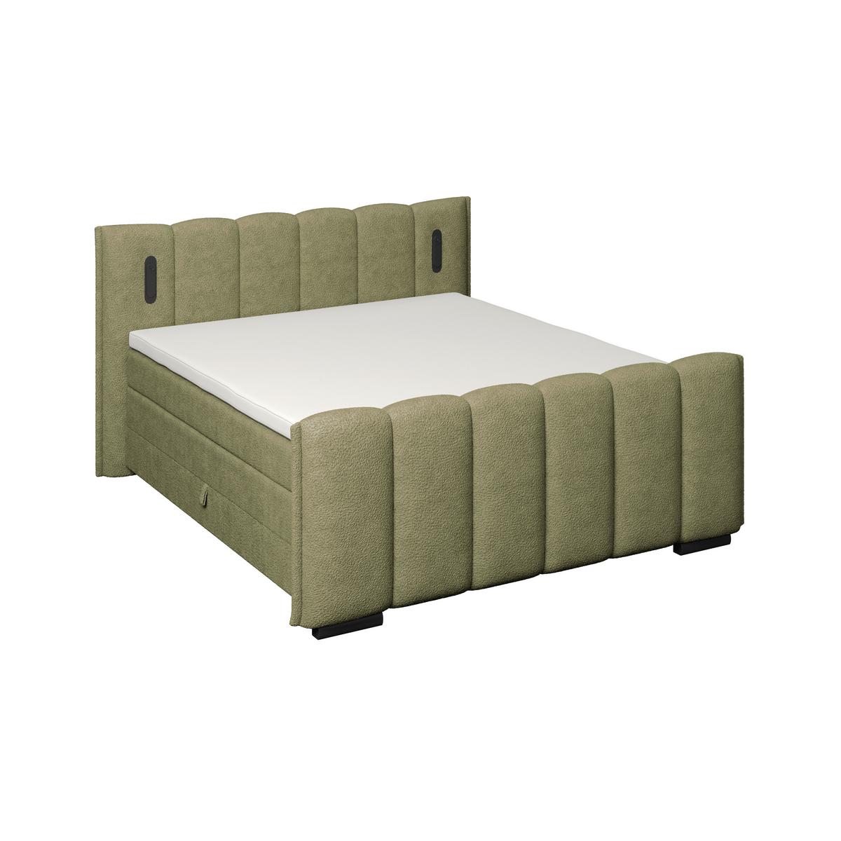Boxspringbett Elysia inkl. Bettkasten 160x220 - Schwarz/Grün, Trend, Holz/Holzwerkstoff (160/220cm) - Luca Bessoni