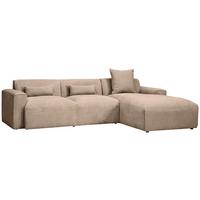 Ecksofa Pearl - Hellbraun/Schwarz, Design, Textil (303/196cm) - Livetastic