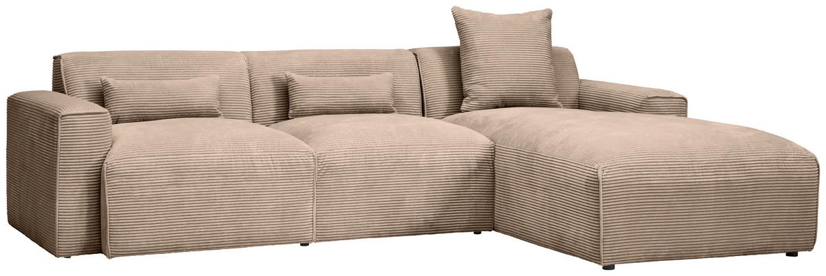 Ecksofa Pearl - Hellbraun/Schwarz, Design, Textil (303/196cm) - Livetastic