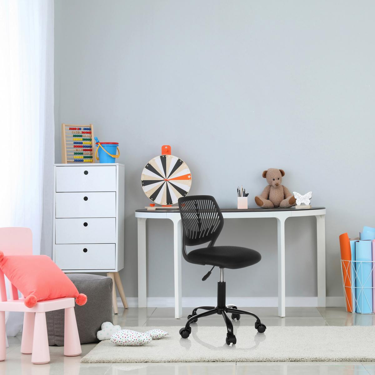 Jugenddrehstuhl Kid QB Schwarz B: 51 cm - Schwarz, MODERN, Kunststoff/Textil (51/75 - 85/51cm) - MID.YOU