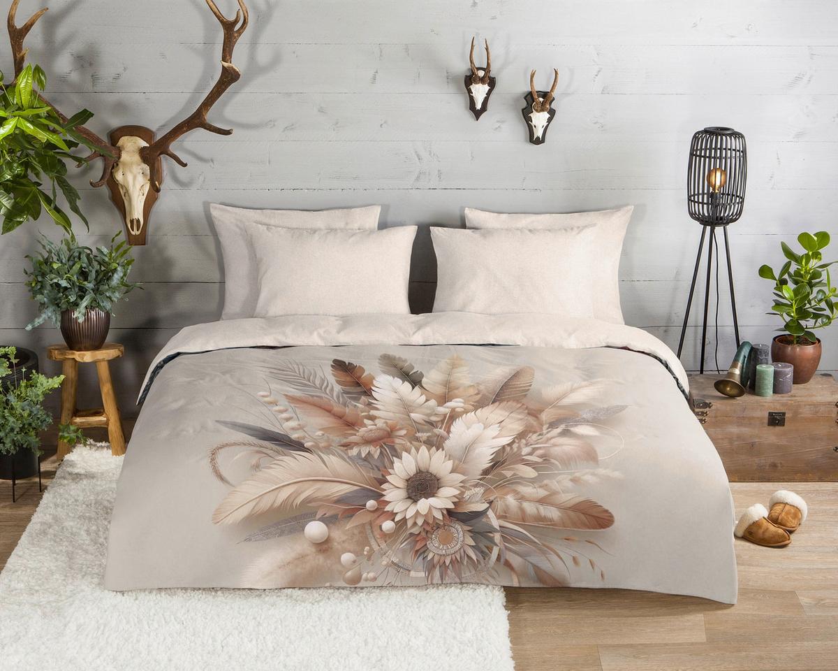 BETTWÄSCHE BARRO - Sandfarben/Ecru, Basics, Textil (140/200cm)