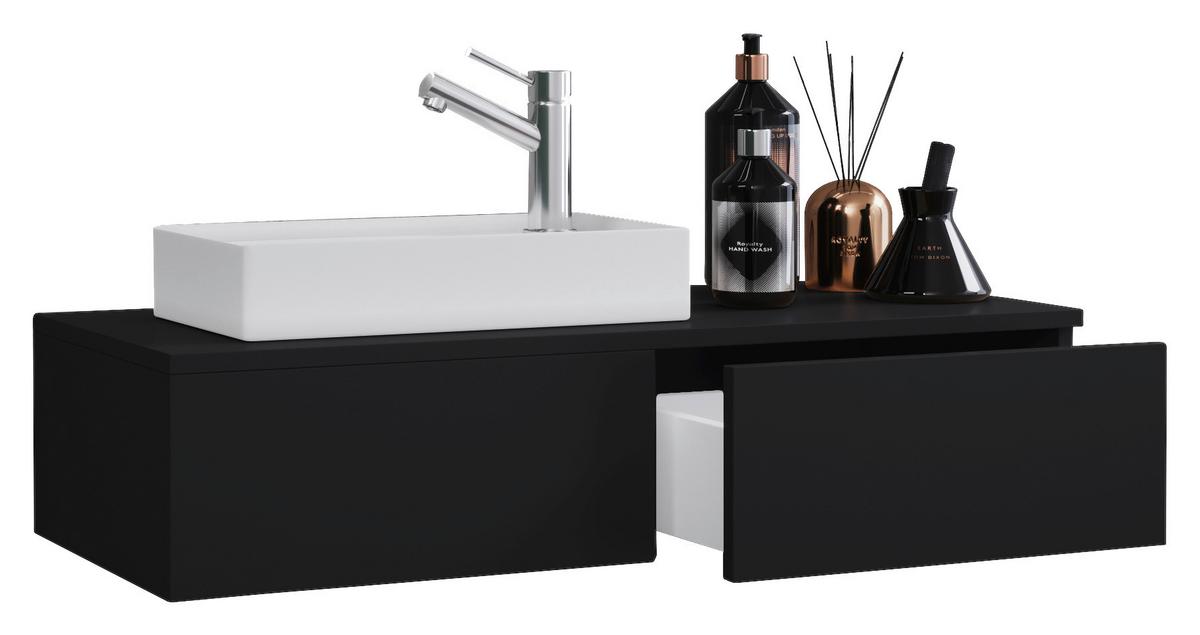 Waschbecken mit Unterschrank Gudas B: 85 cm Schwarz - Schwarz/Weiß, MODERN, Keramik/Holzwerkstoff (85cm) - MID.YOU