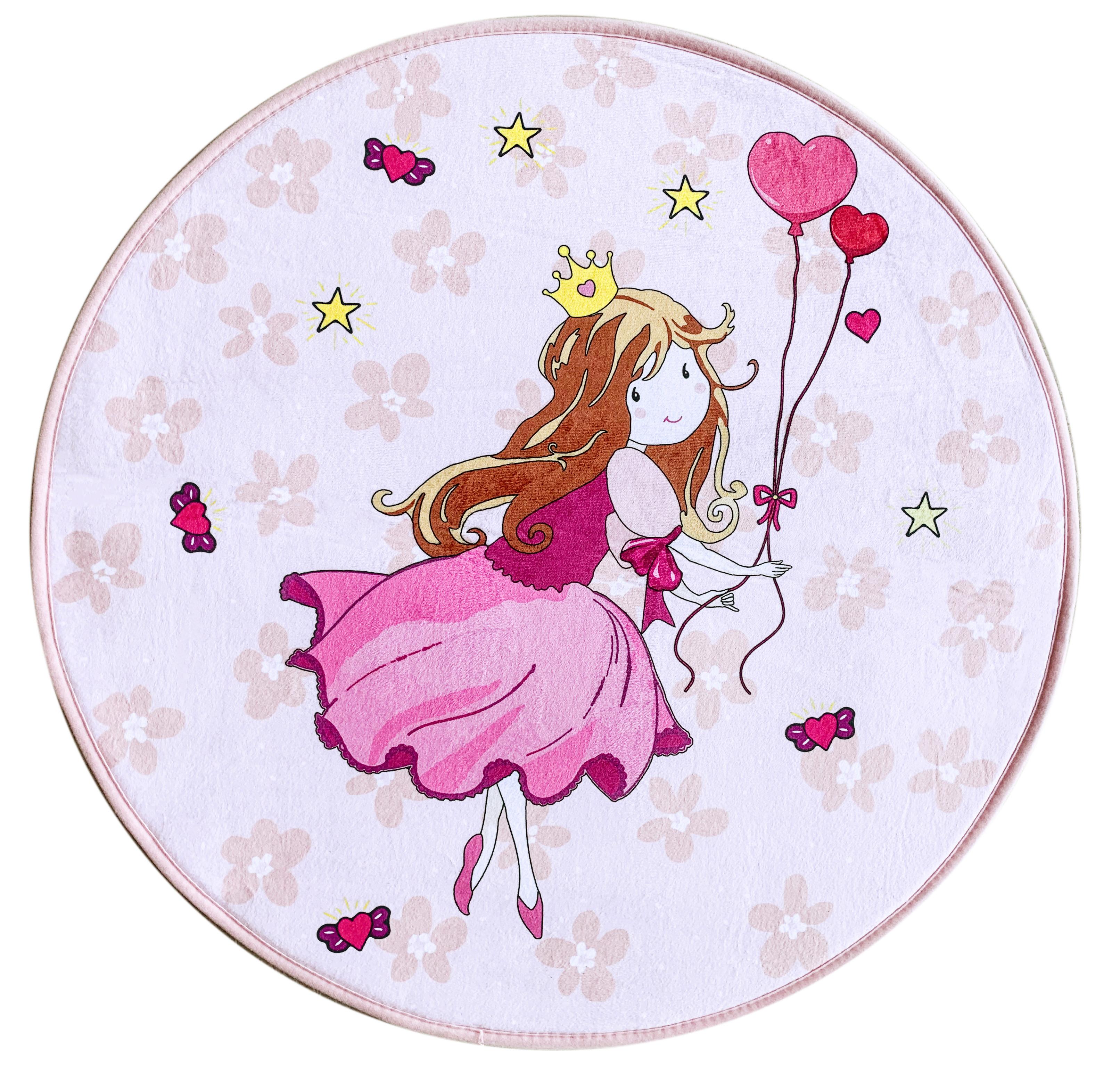 Kinderteppich Rund Prinzessin Pink Juleta Ø 80 cm - Pink, MODERN, Textil (80cm) - Luca Bessoni