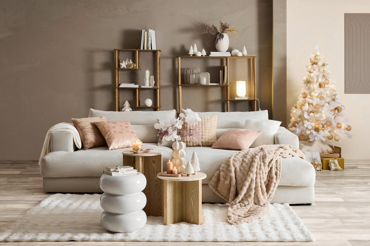 STOLNÁ LAMPA STOIU - biela, Modern, kov/textil (14/24,5cm) - Mömax