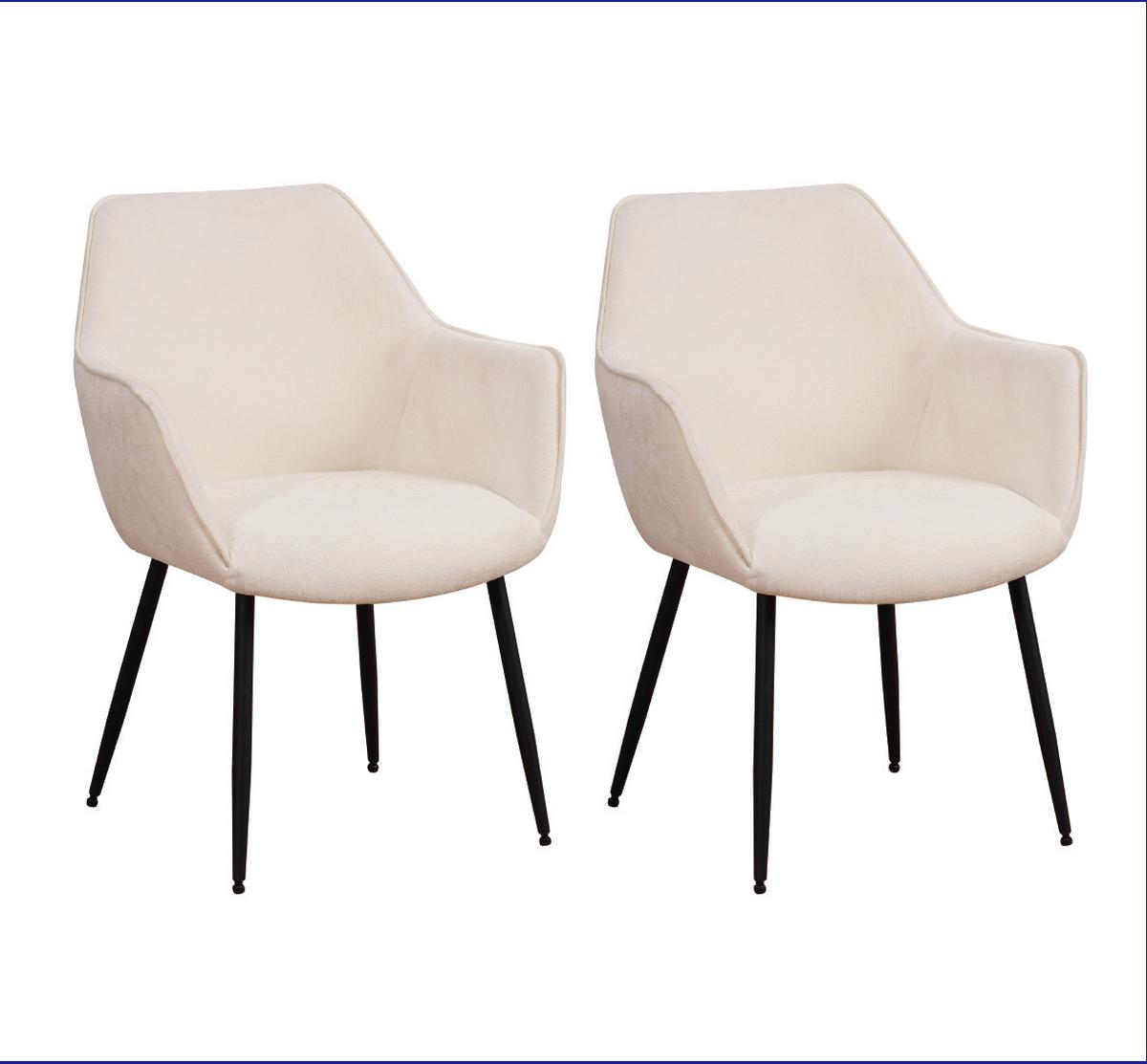 Armlehnstuhl-set Rennes Weiß B: 61 Cm - Cognac/Schwarz, MODERN, Textil/Metall (61/84/59,5cm) - MID.YOU