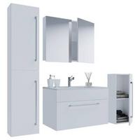 Badezimmer Badinos 5-Teilig Weiß B: 146 cm - Weiß, MODERN, Keramik/Holzwerkstoff (126cm) - MID.YOU