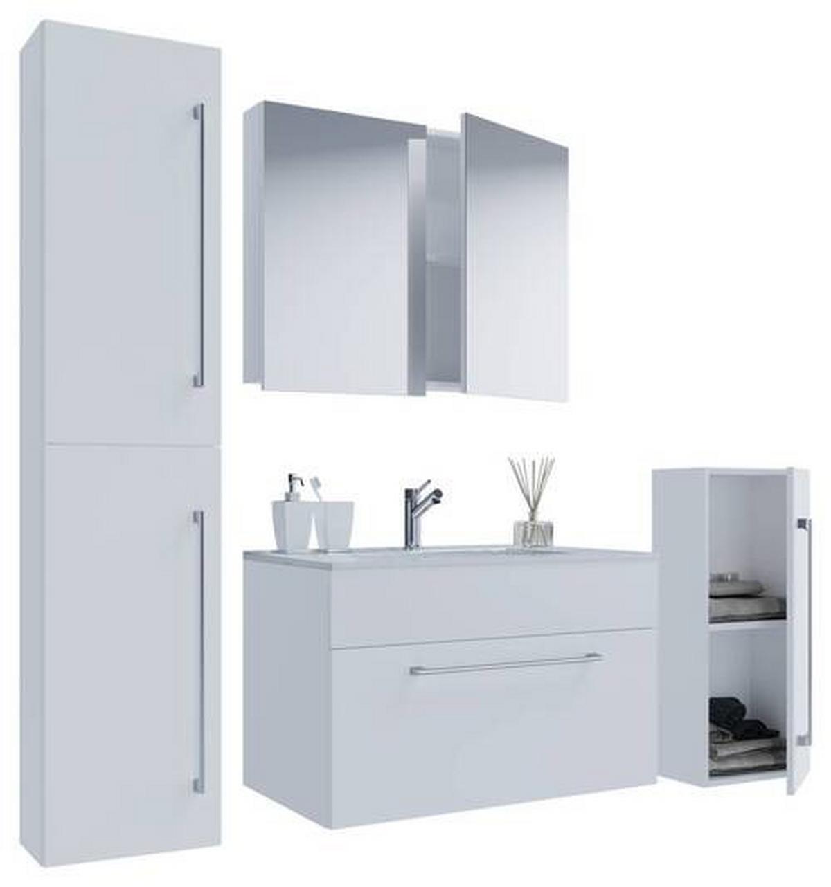Badezimmer Badinos 5-Teilig Weiß B: 146 cm - Weiß, MODERN, Keramik/Holzwerkstoff (126cm) - MID.YOU