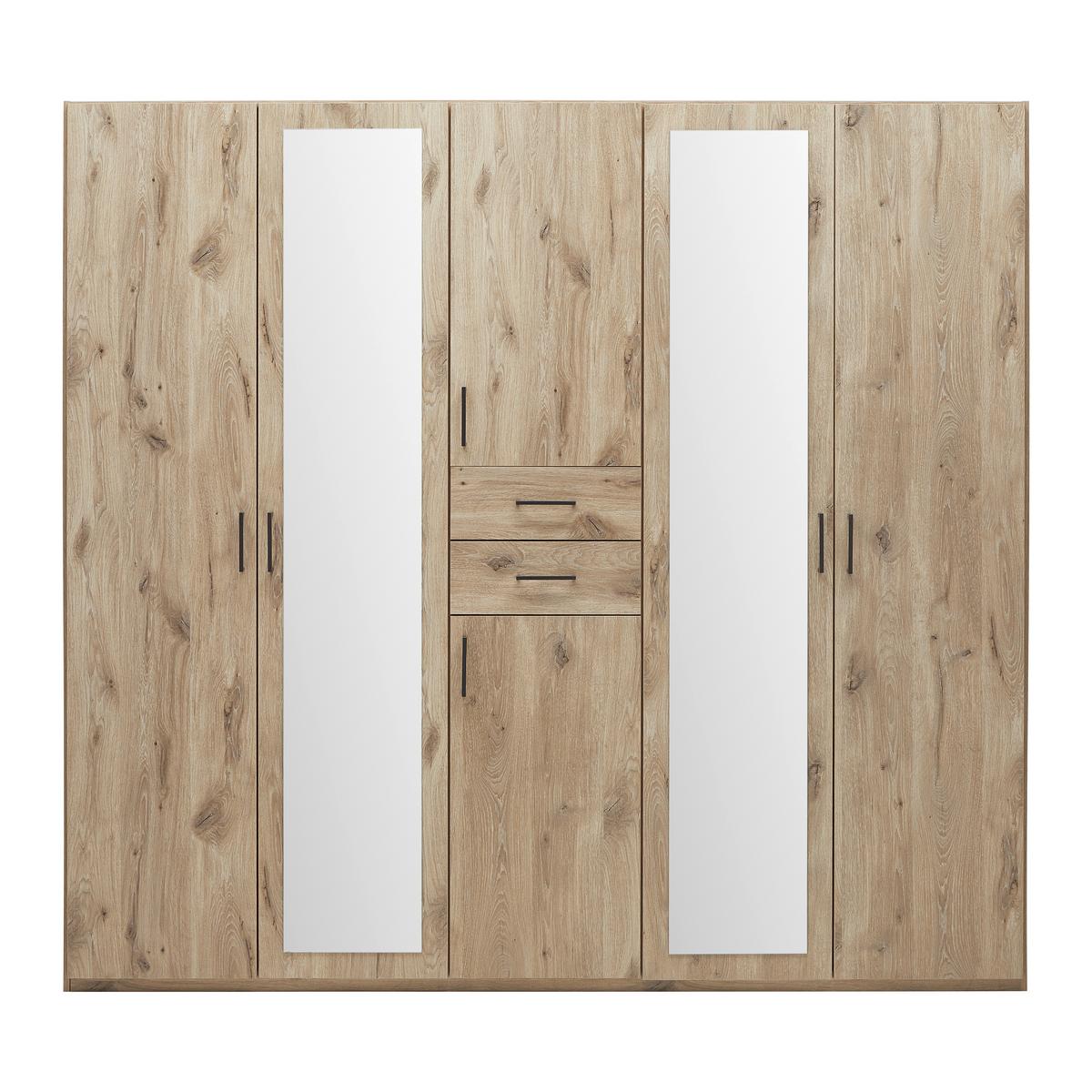 Skriňa s otočnými dverami DILLINGEN - čierna/farba duba, Konventionell, kompozitné drevo/plast (225/208/58cm) - Mömax