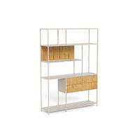 Regál SEAFORD melamín/MDF - divoký dub/sivá, Design, kov/kompozitné drevo (135/185/35cm) - Carryhome