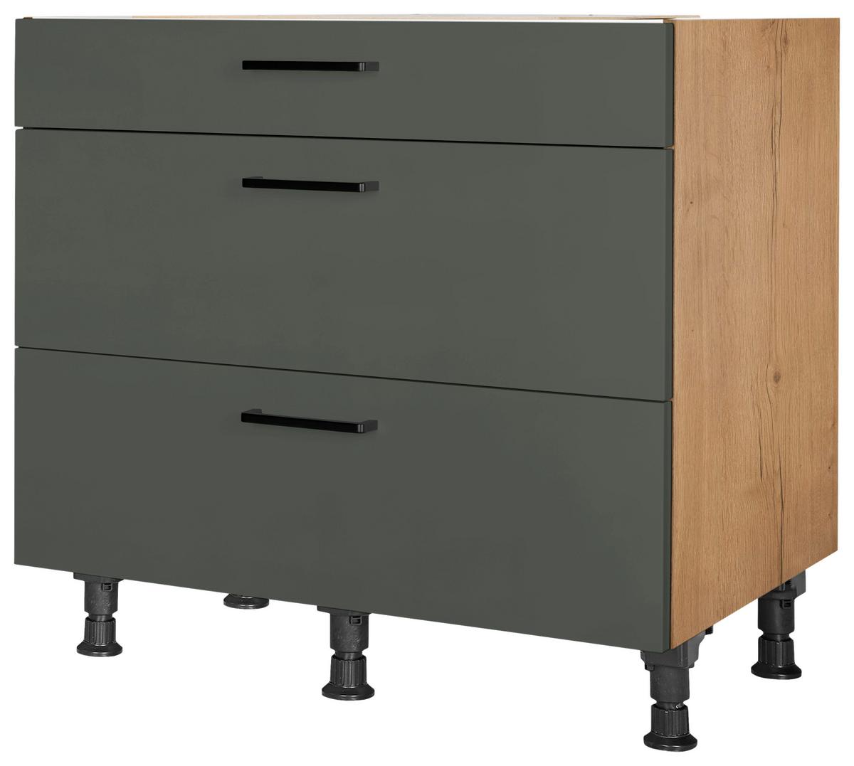 Schubkastenunterschrank Easytouch - Eichefarben/Grün, MODERN, Holzwerkstoff (90/87/56cm) - Nobilia