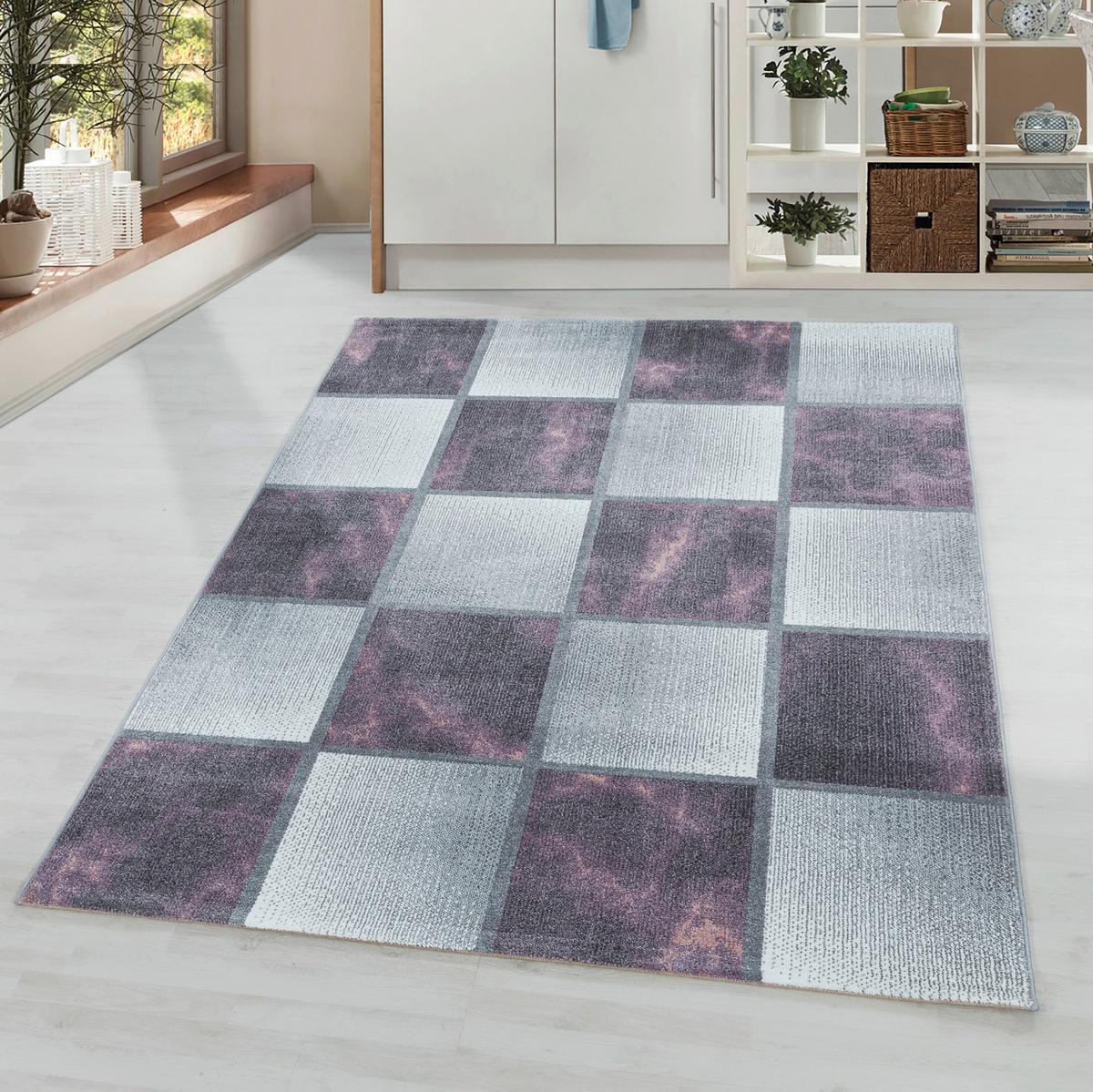 Webteppich Lila/Grau Naturfaser Ottawa 140x200 cm - Lila, Design, Textil (140/200cm)