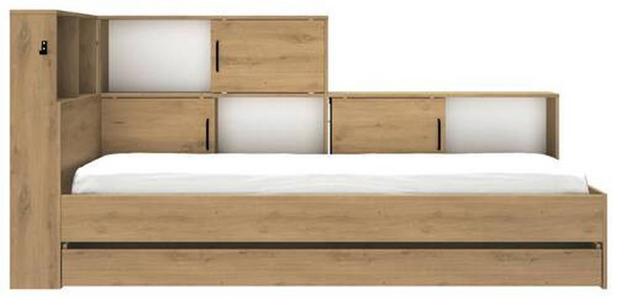 Stauraumbett Erwan - Eiche Artisan/Weiß, MODERN, Holzwerkstoff (90/200cm) - MID.YOU