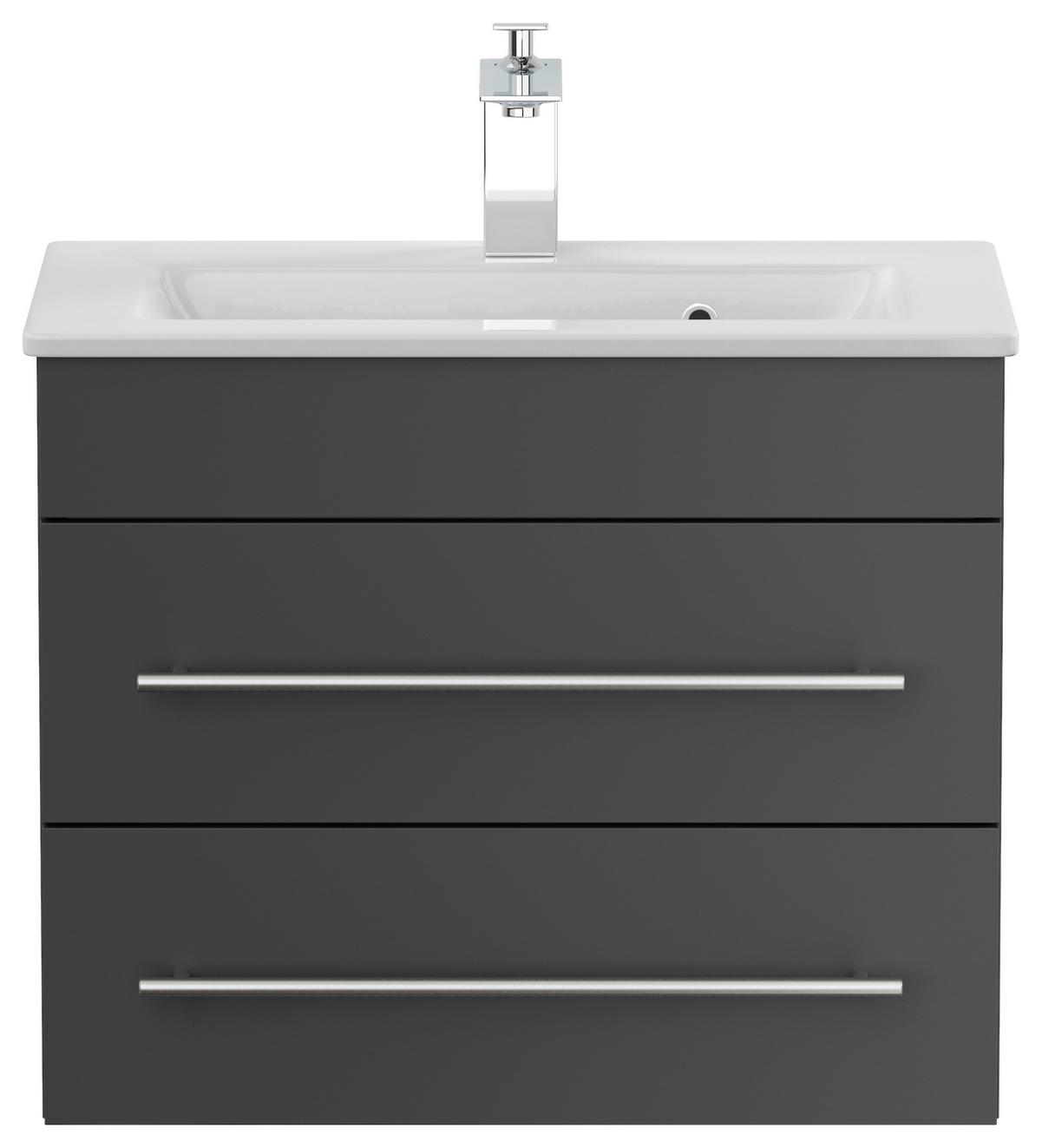 Badezimmer Portus Graphitfarben B: 60,6cm - Graphitfarben/Weiß, MODERN, Keramik/Holzwerkstoff (60,6cm) - MID.YOU