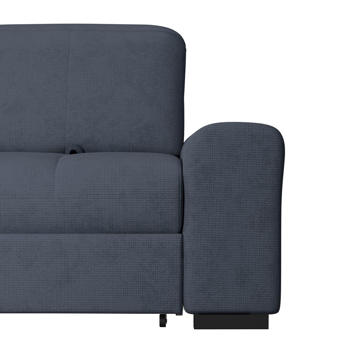 Ecksofa mit Bettfunktion Malaga new Chenille blau - Blau/Schwarz, KONVENTIONELL, Textil (203/286cm) - Ondega