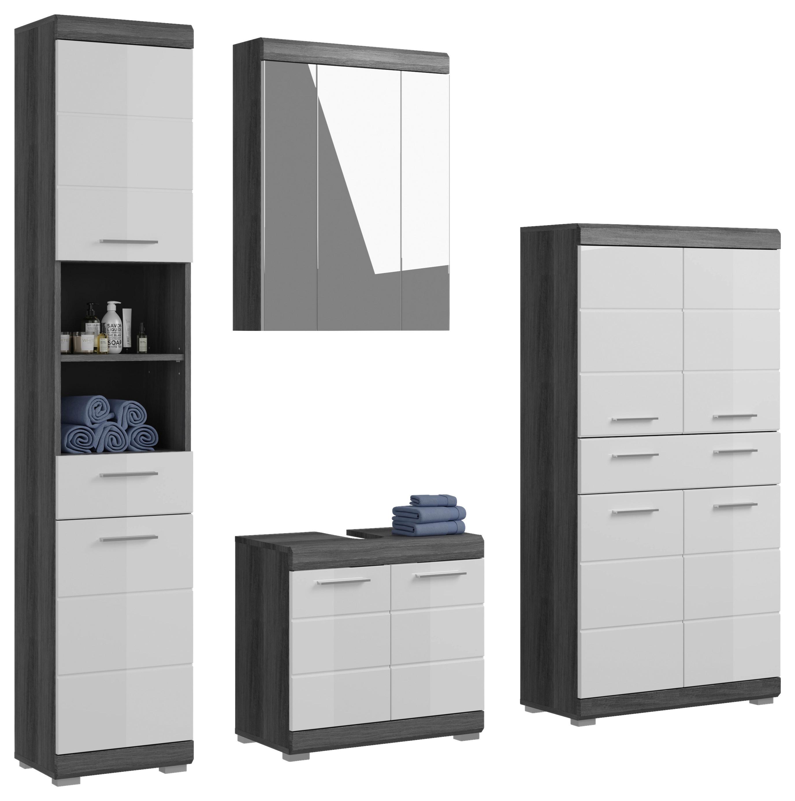 Badezimmer Scout - Weiß Hochglanz/Grau, MODERN, Holzwerkstoff (171cm) - MID.YOU