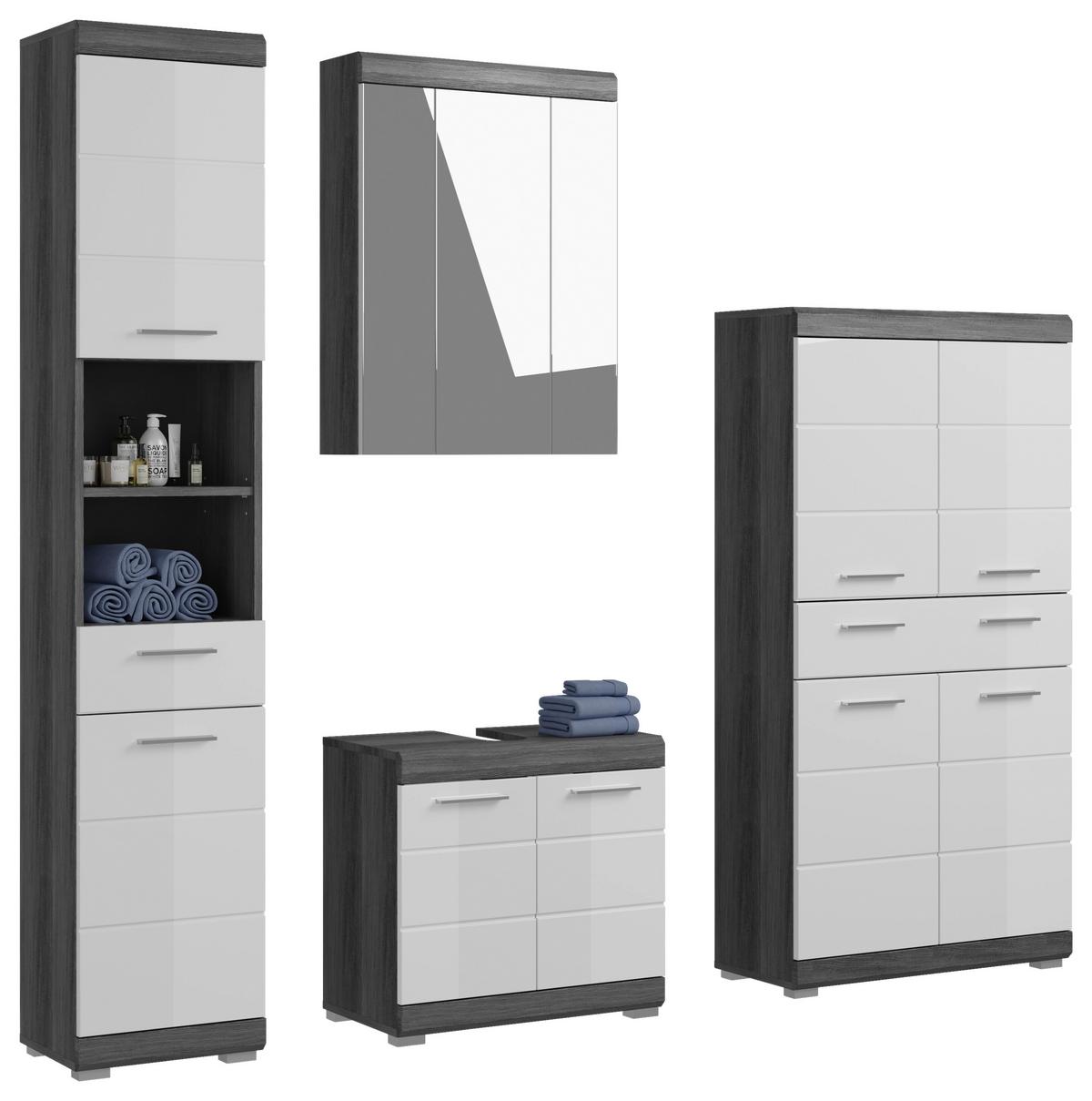 Badezimmer Scout - Weiß Hochglanz/Grau, MODERN, Holzwerkstoff (171cm) - MID.YOU