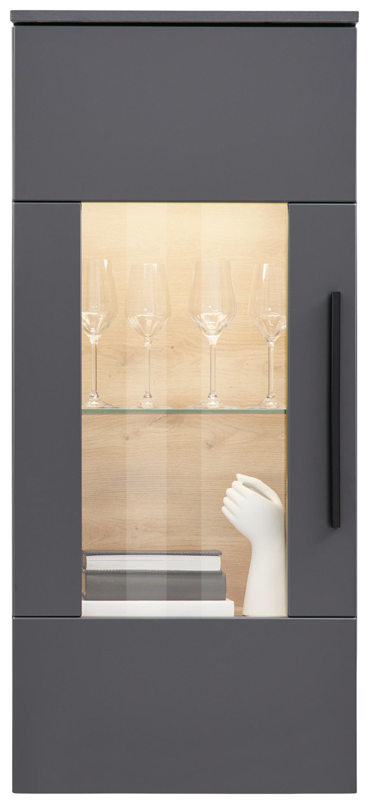 Wohnkombination Modern 3-Tlg. Atlanta Grau/Eiche Dekor - Eichefarben/Silberfarben, MODERN, Glas/Holzwerkstoff (300,3/203,2/46,2cm)