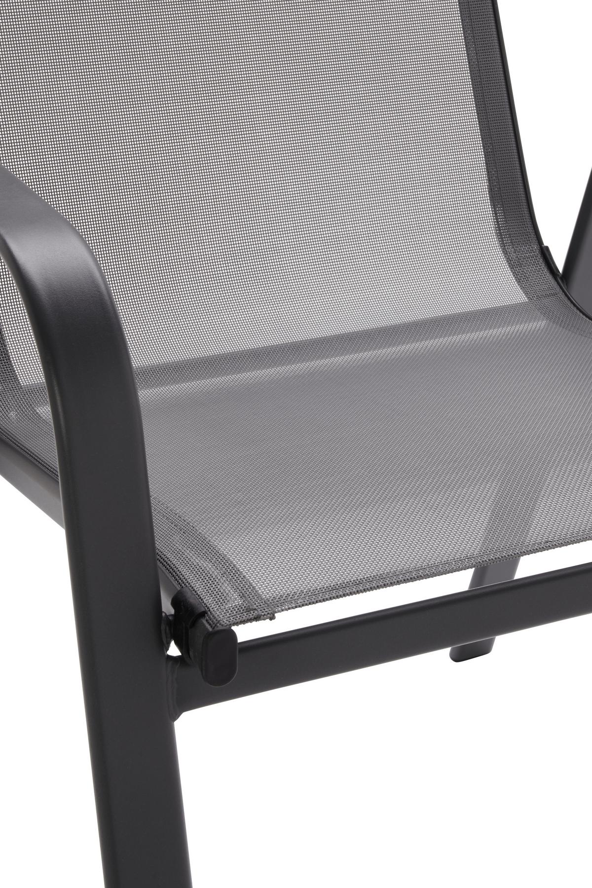 Gartensessel Stapelbar Alexis Stahl/Textilene - Anthrazit, MODERN, Textil/Metall (54/92/73cm) - Ondega