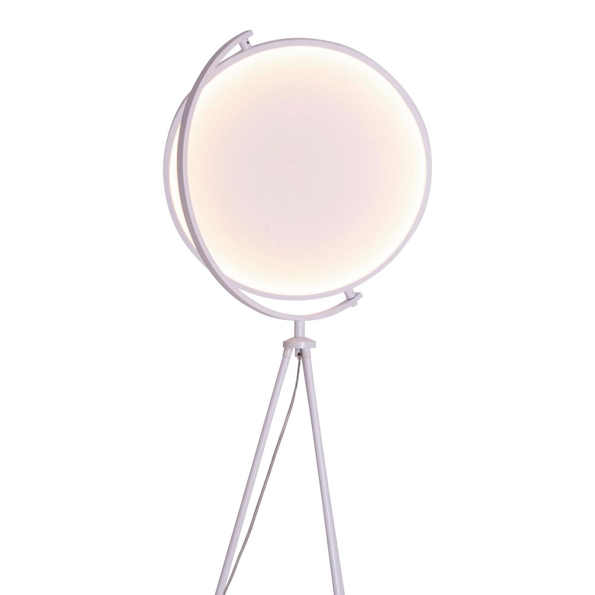 Led-stehlampe Munega Weiß Rund - Weiß, Design, Kunststoff/Textil (41/156cm) - Näve