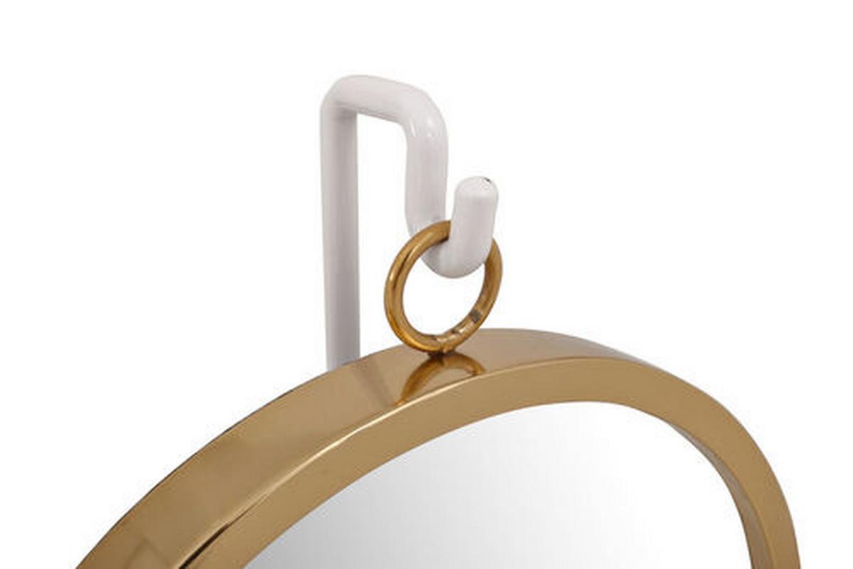 Tischspiegel Eleganca 65 Cm Metallrahmen Weiß/goldfarben - Goldfarben/Weiß, LIFESTYLE, Glas/Metall (30/65/13cm) - Kayoom
