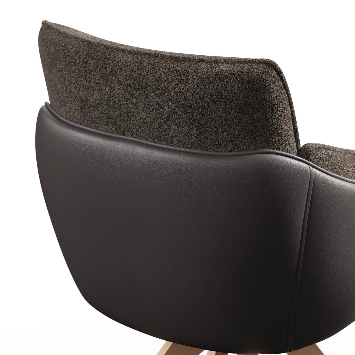Židle s područkami Alja, hnědá - barvy buku/hnědá, Moderní, kov/dřevo (66/89/62cm) - Bessagi Home