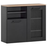 Badezimmer Unterschrank Malte U 800 BxH  80,4x70 cm - Schwarz/Eiche Artisan, MODERN, Glas/Holzwerkstoff (80,4/70/32cm) - MID.YOU