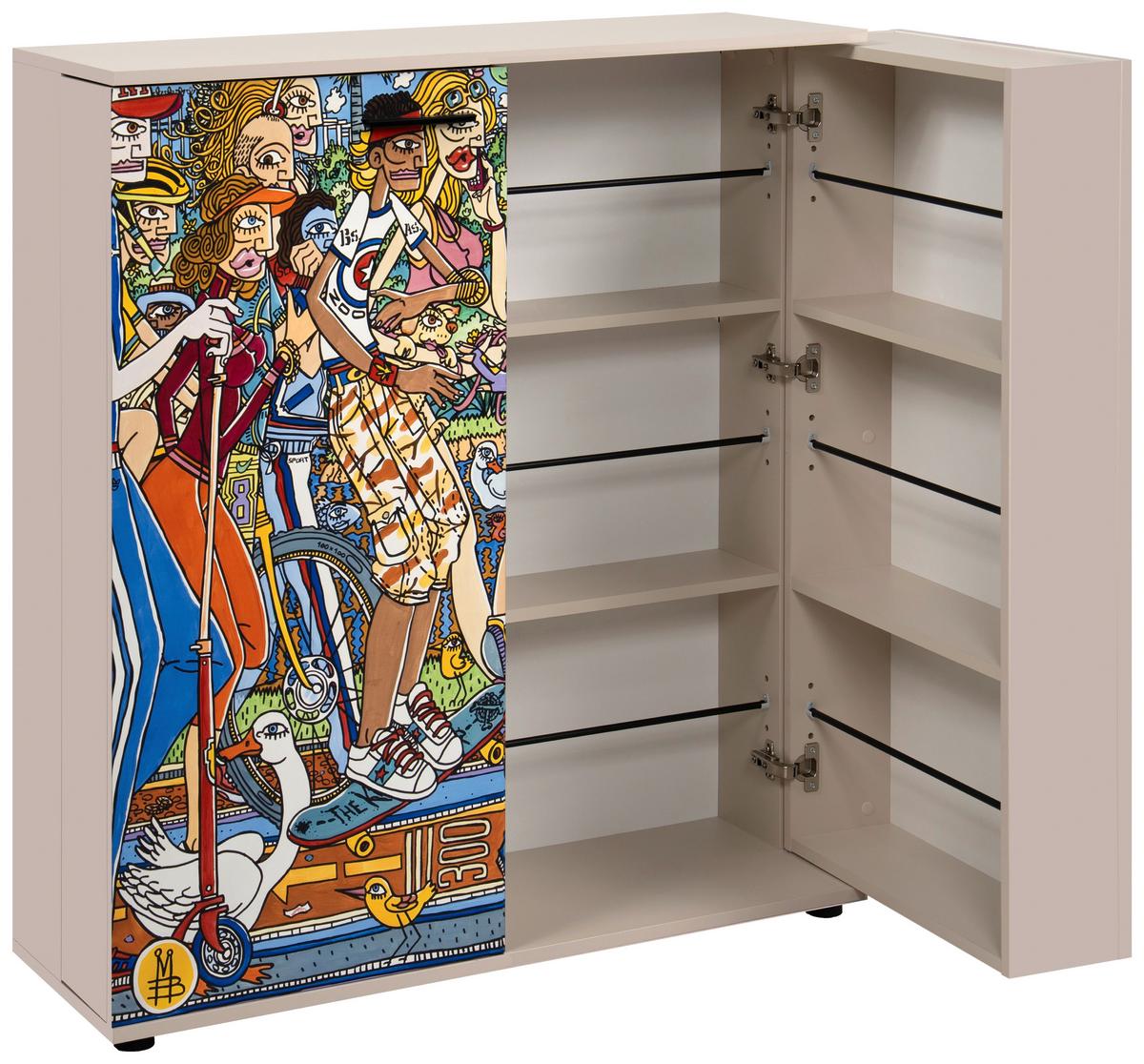 Schuhschrank Move Multicolor B: 100cm - Multicolor/Schwarz, Design, Holzwerkstoff (100/110/34cm) - MID.YOU