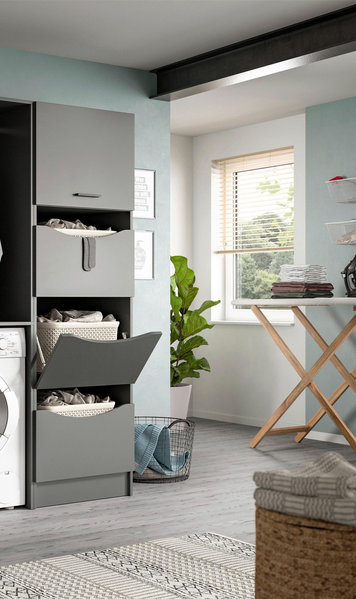 Hochschrank Free Anthrazit B: 60 Cm - Anthrazit/Weiß, Basics, Holzwerkstoff (60/195/68cm) - MID.YOU